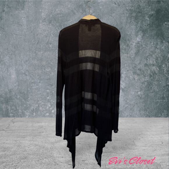 INC International Concepts Women Black Open Cascading Wrap Cardigan Jacket Sz L - Picture 7 of 9